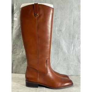 INC INTERNATIONAL CONCEPTS Women's Cognac Leather Fawne Knee-High Riding Boots